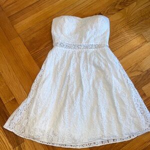 Lilly Pulitzer Strapless White Cotton Lined Hexagon Lace Dress Brett Size XS